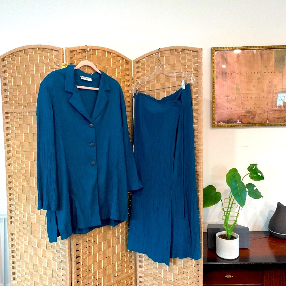 🫐 Vintage 80s grandma dark turquoise matching set